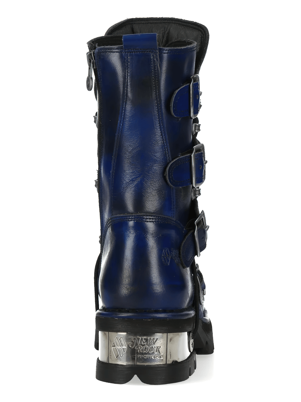 NEW ROCK Women's Navy Boots with Buckles and Chunky Soles