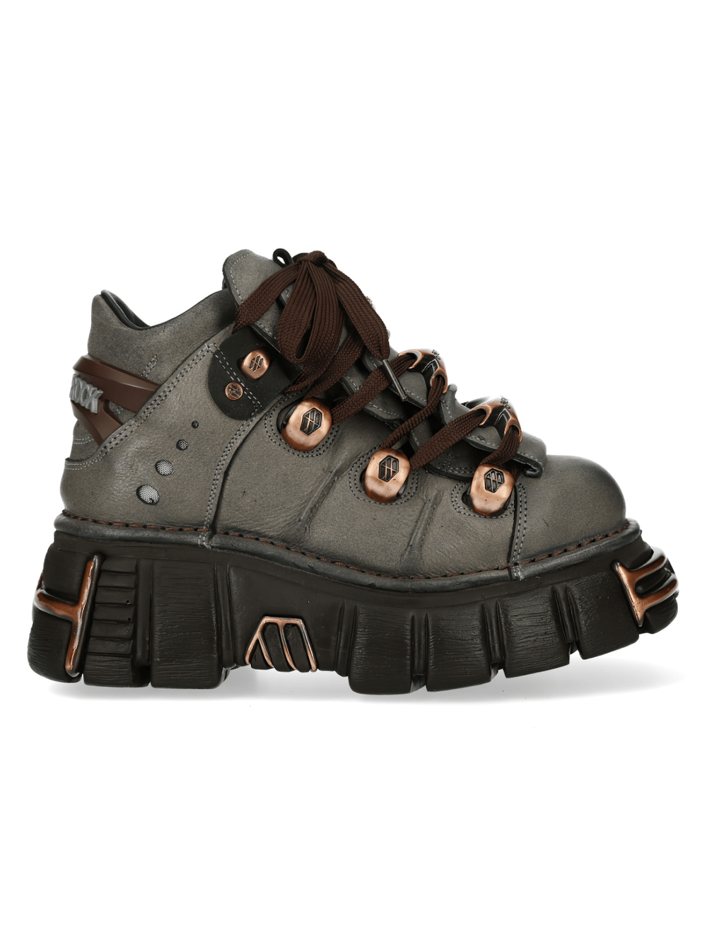 NEW ROCK Women's Platform Ankle Boots with Bronze Plates