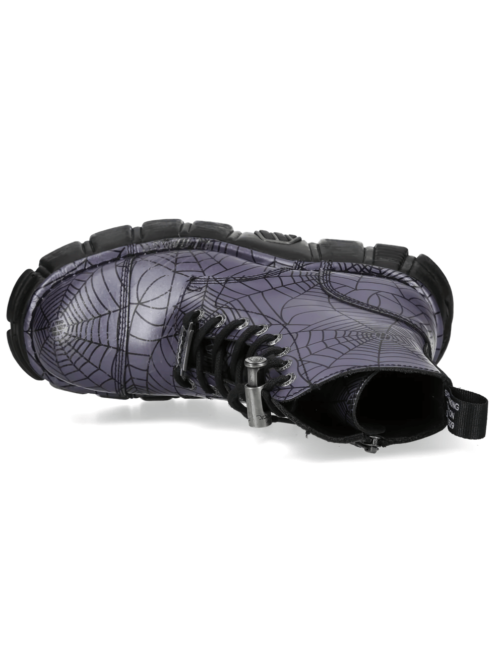 NEW ROCK Women's Purple Ankle Boots with Spiderweb Pattern