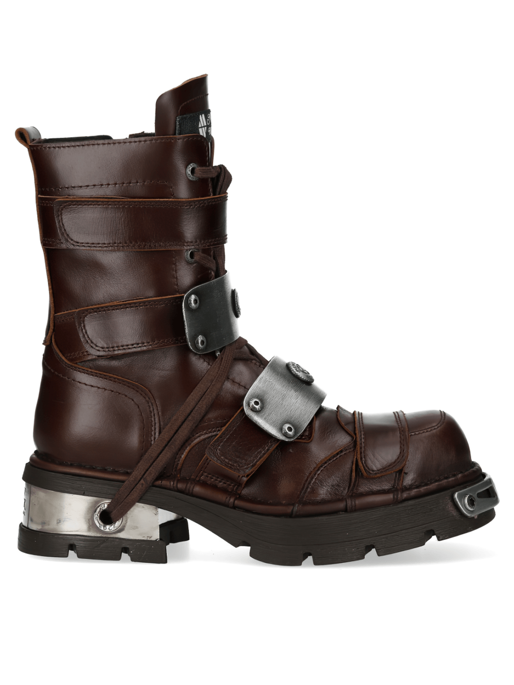 NEW ROCK Women's Rock Boots with Zip Straps and Silver Plates