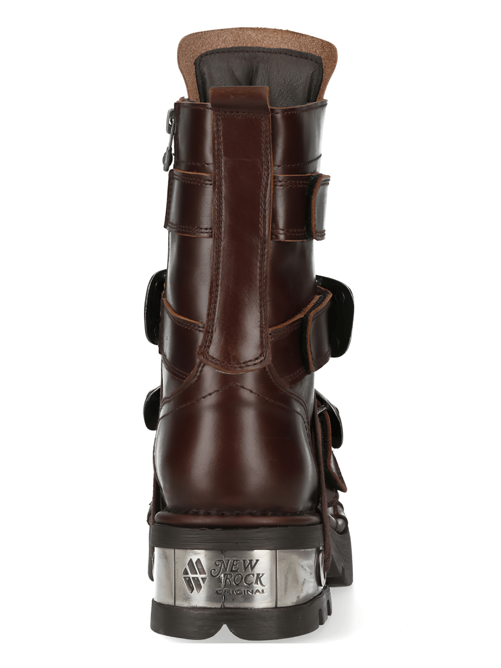 NEW ROCK Women's Rock Boots with Zip Straps and Silver Plates