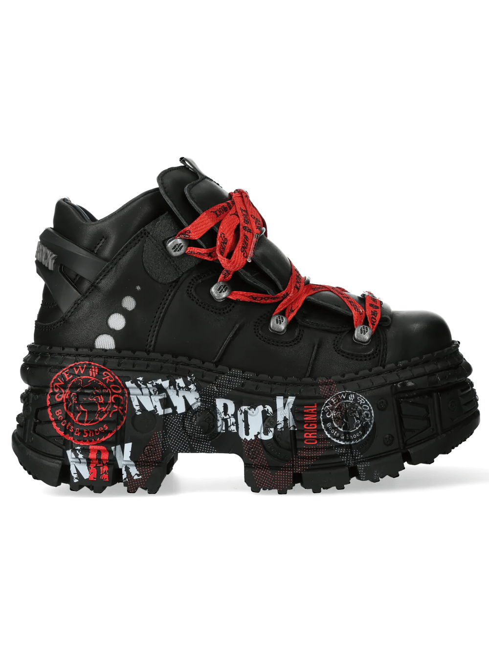 NEW ROCK Women's Shoes with Red Laces and Chunky Treads