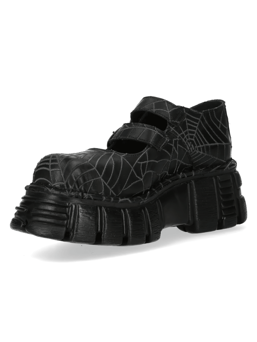 NEW ROCK Women's Spiderweb Mary Janes with Buckle Straps
