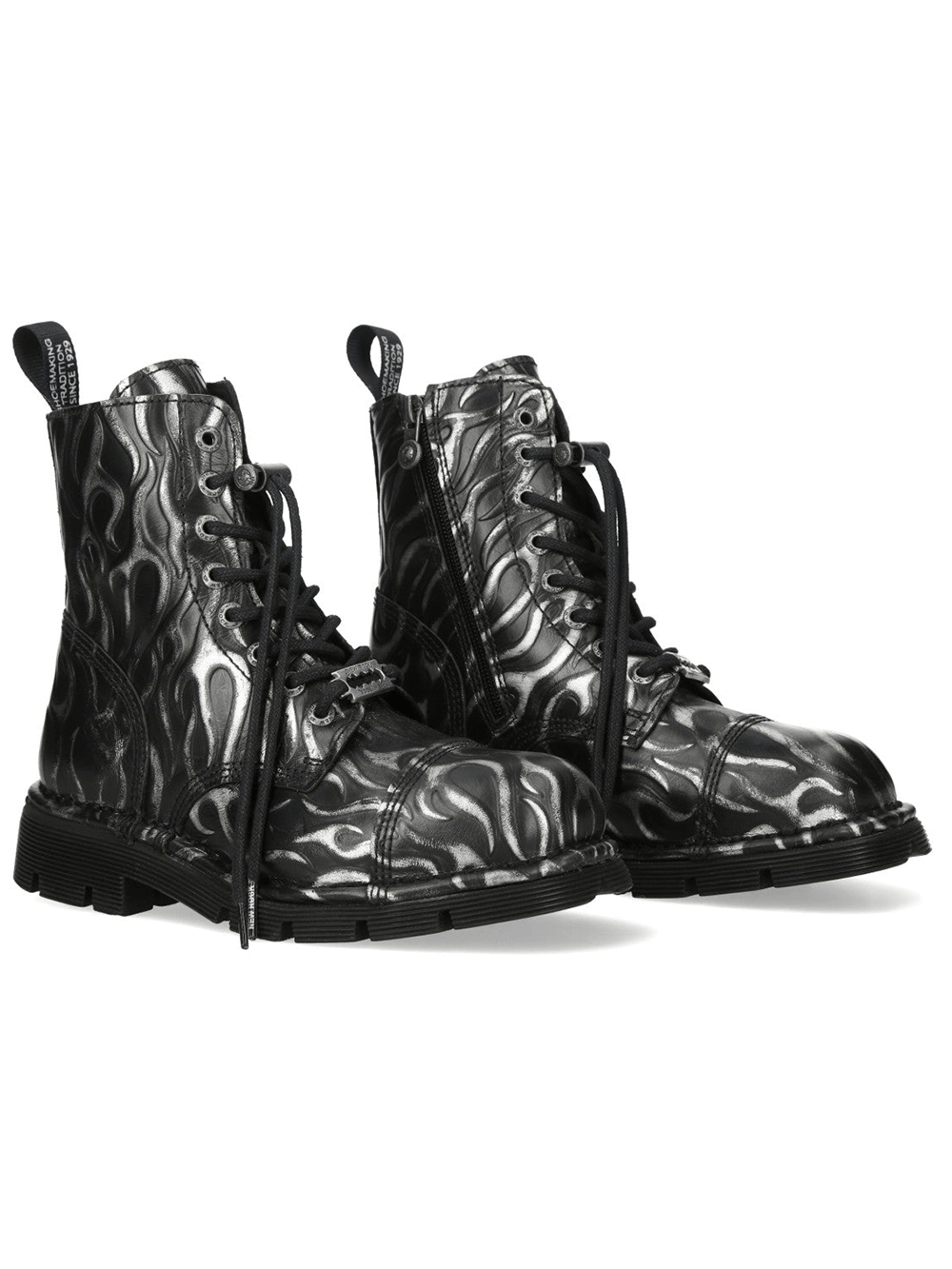 NEW ROCK Women's Steel Fire Gothic Ankle Boots with Zipper