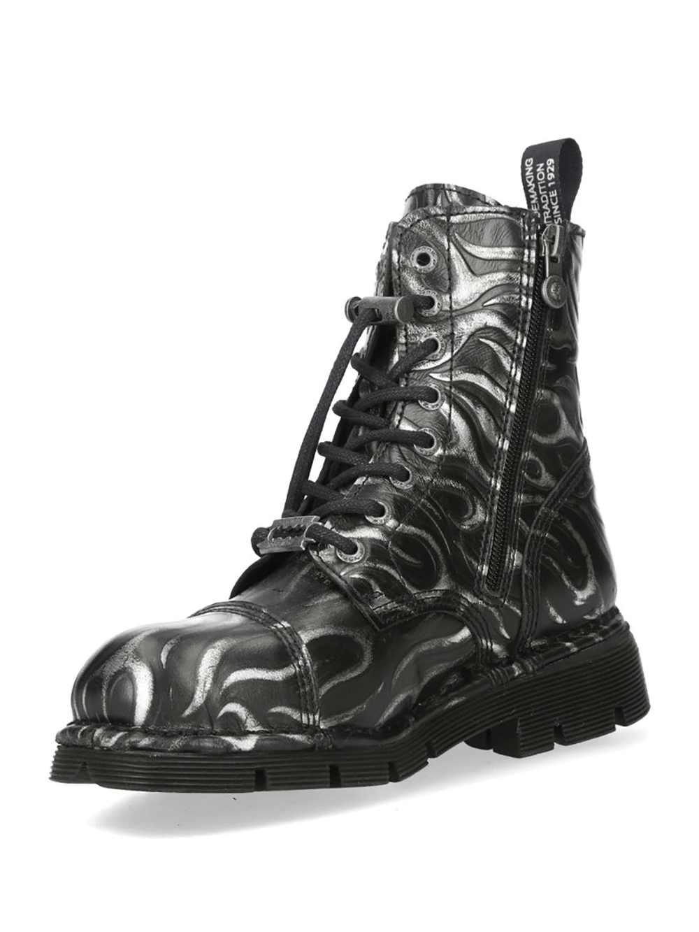 NEW ROCK Women's Steel Fire Gothic Ankle Boots with Zipper