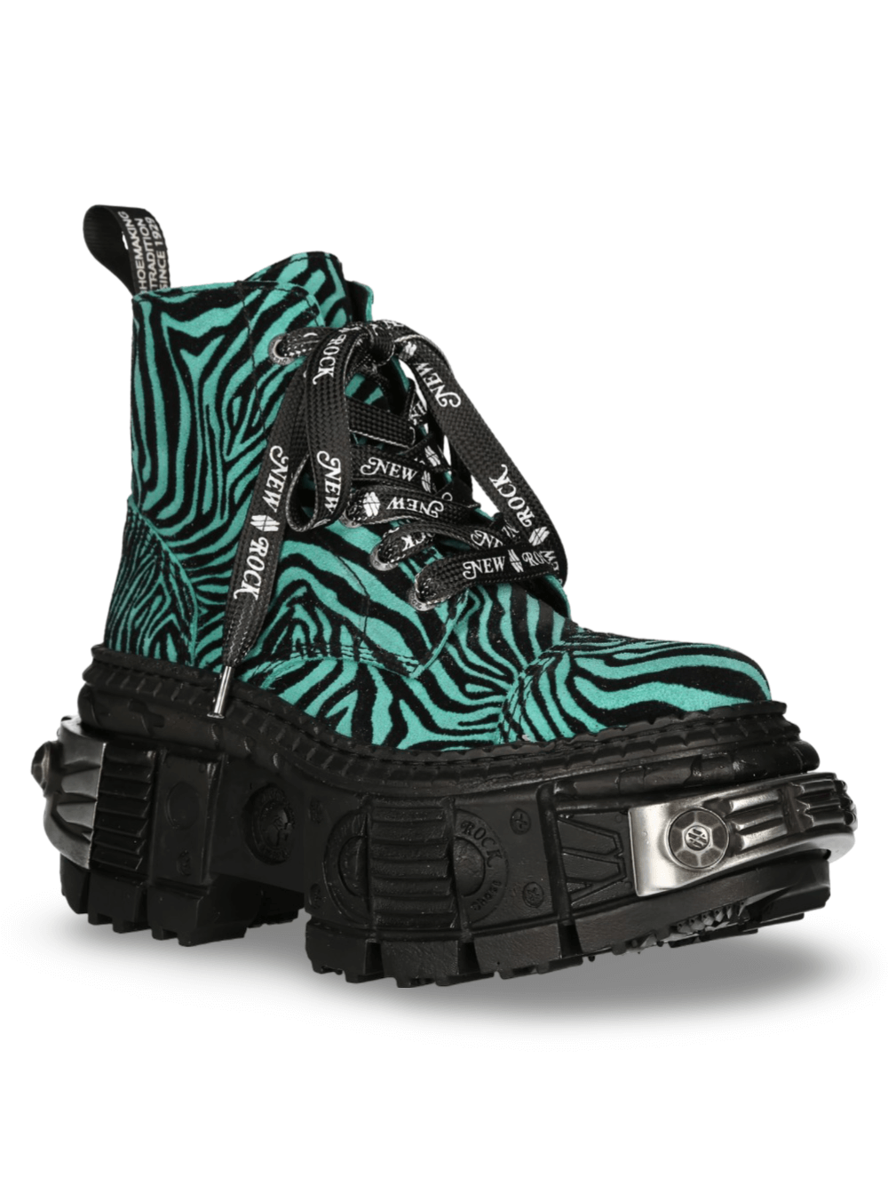 NEW ROCK Men's Zebra Print Ankle Boots with Chunky Sole