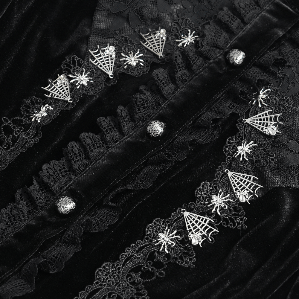Ornate Gothic Blouse with Lace and Ruffled Cuffs