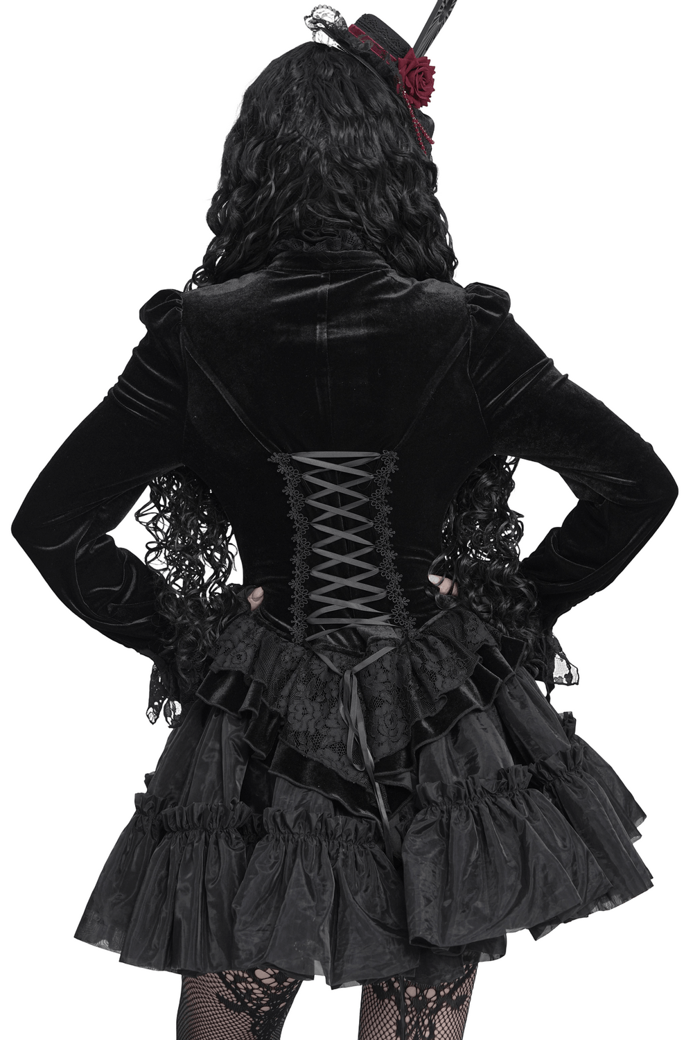 Ornate Gothic Blouse with Lace and Ruffled Cuffs