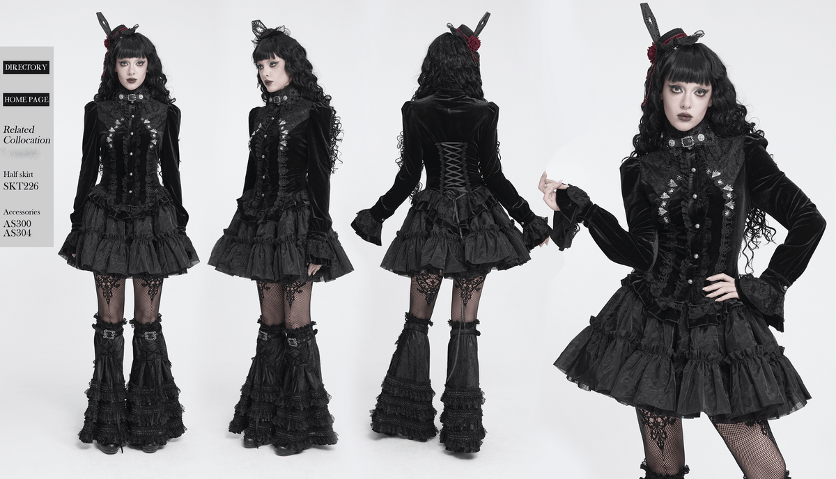 Ornate Gothic Blouse with Lace and Ruffled Cuffs