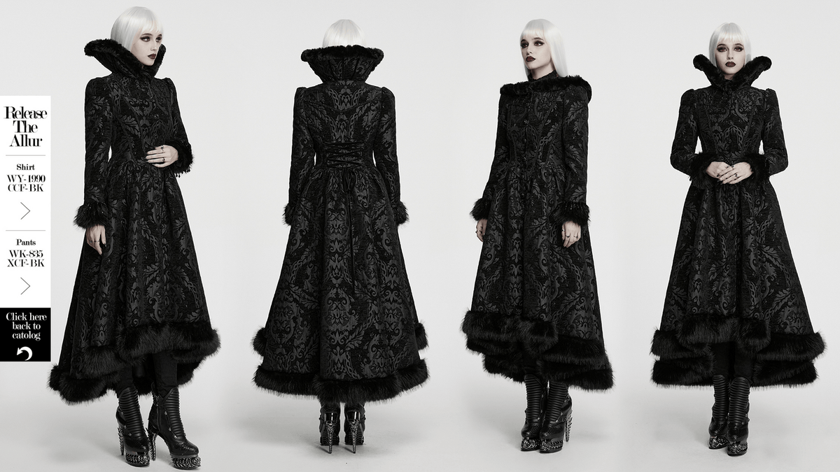 Ornate Victorian Coat with Faux Fur Trim and Corset Lacing