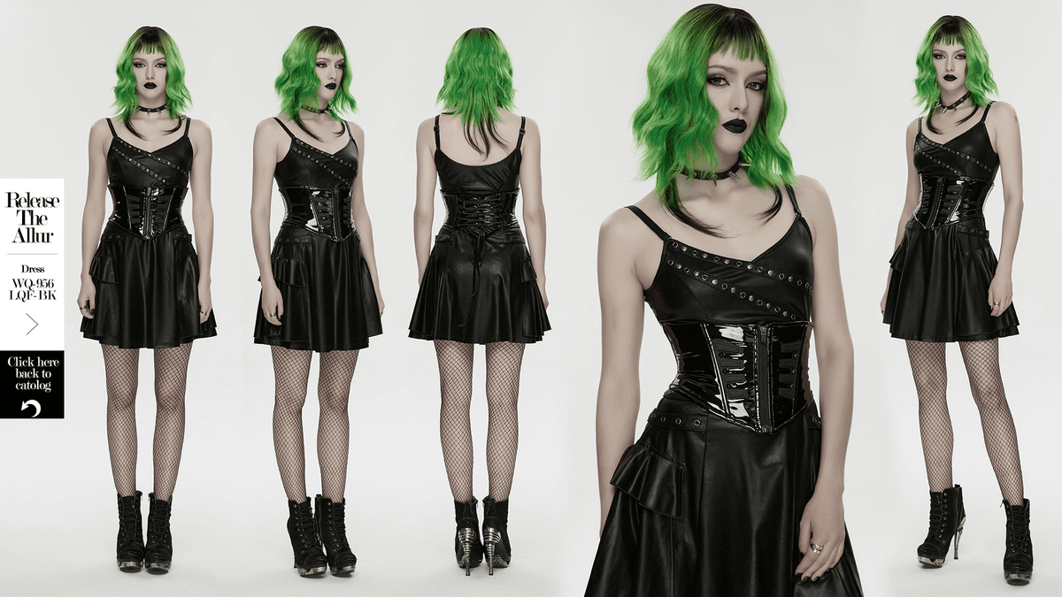 Patent Leather Corset Belt with Zipper for Women
