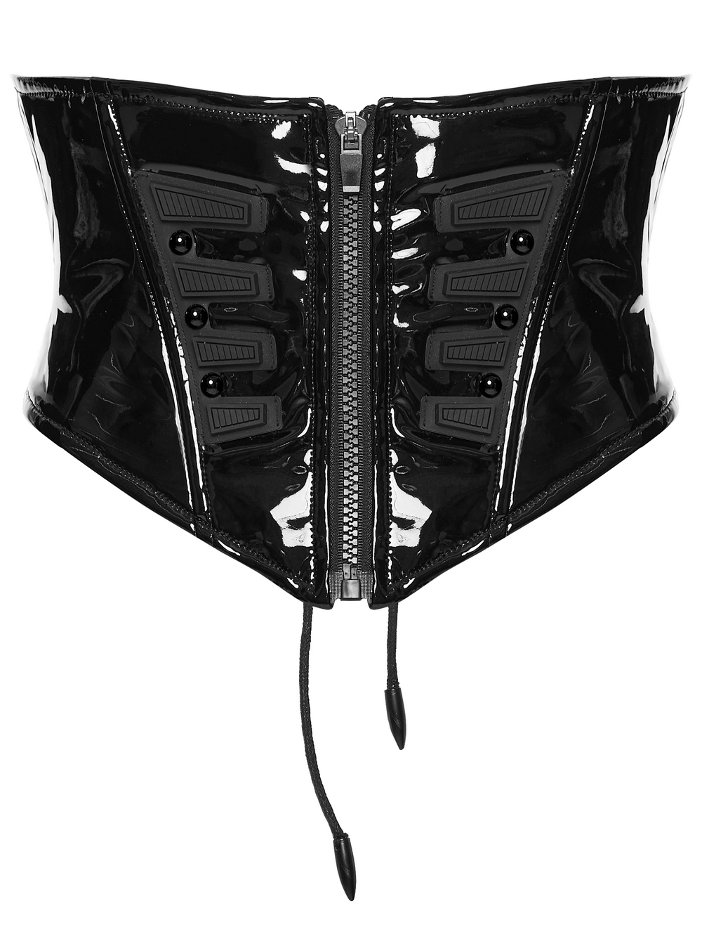 Patent Leather Corset Belt with Zipper for Women