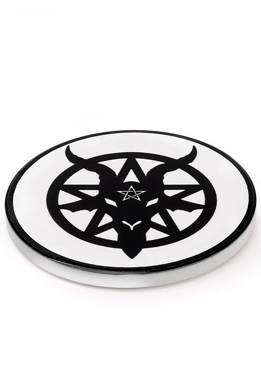 Pentagram Goat Coaster with Occult Baphomet Design