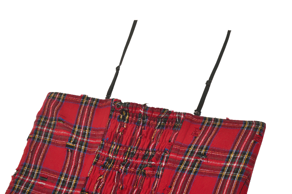 Plaid Corset Dress with Punk-Inspired Strap Details