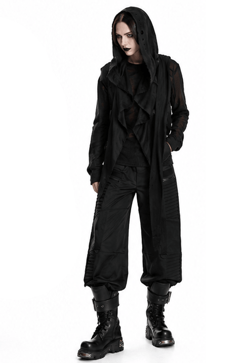 Post-Apocalyptic Black Hooded Cape Shawl Vest