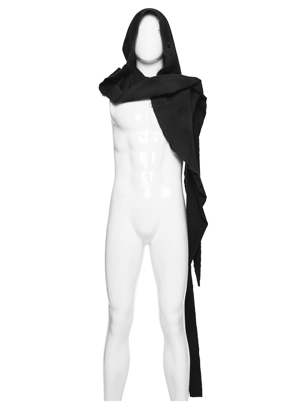 Post-Apocalyptic Black Hooded Cape Shawl Vest