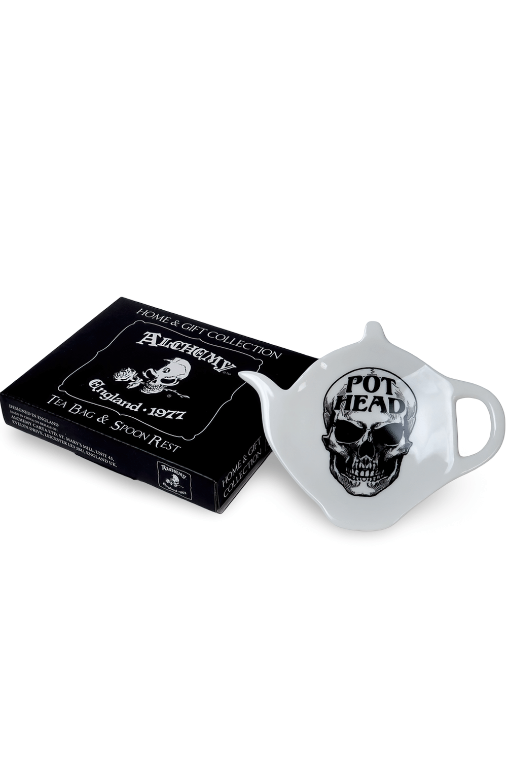 Pot Head Skull Teapot Spoon Rest by Alchemy England