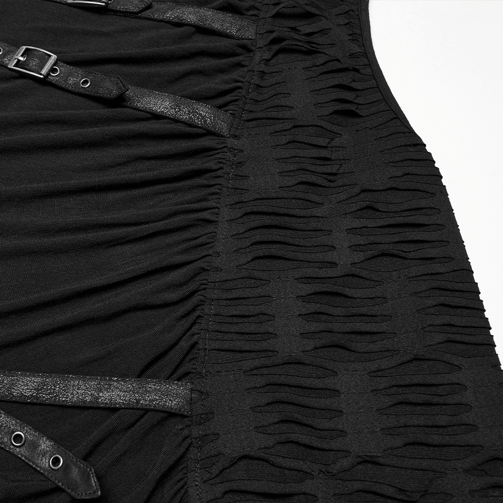 Punk Asymmetrical Splicing Hooded Top with Rivets