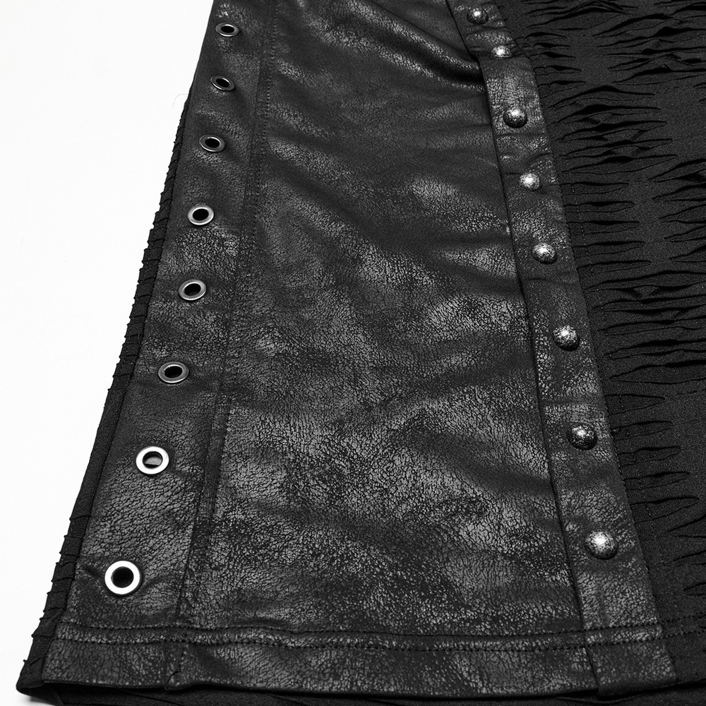Punk Asymmetrical Splicing Hooded Top with Rivets