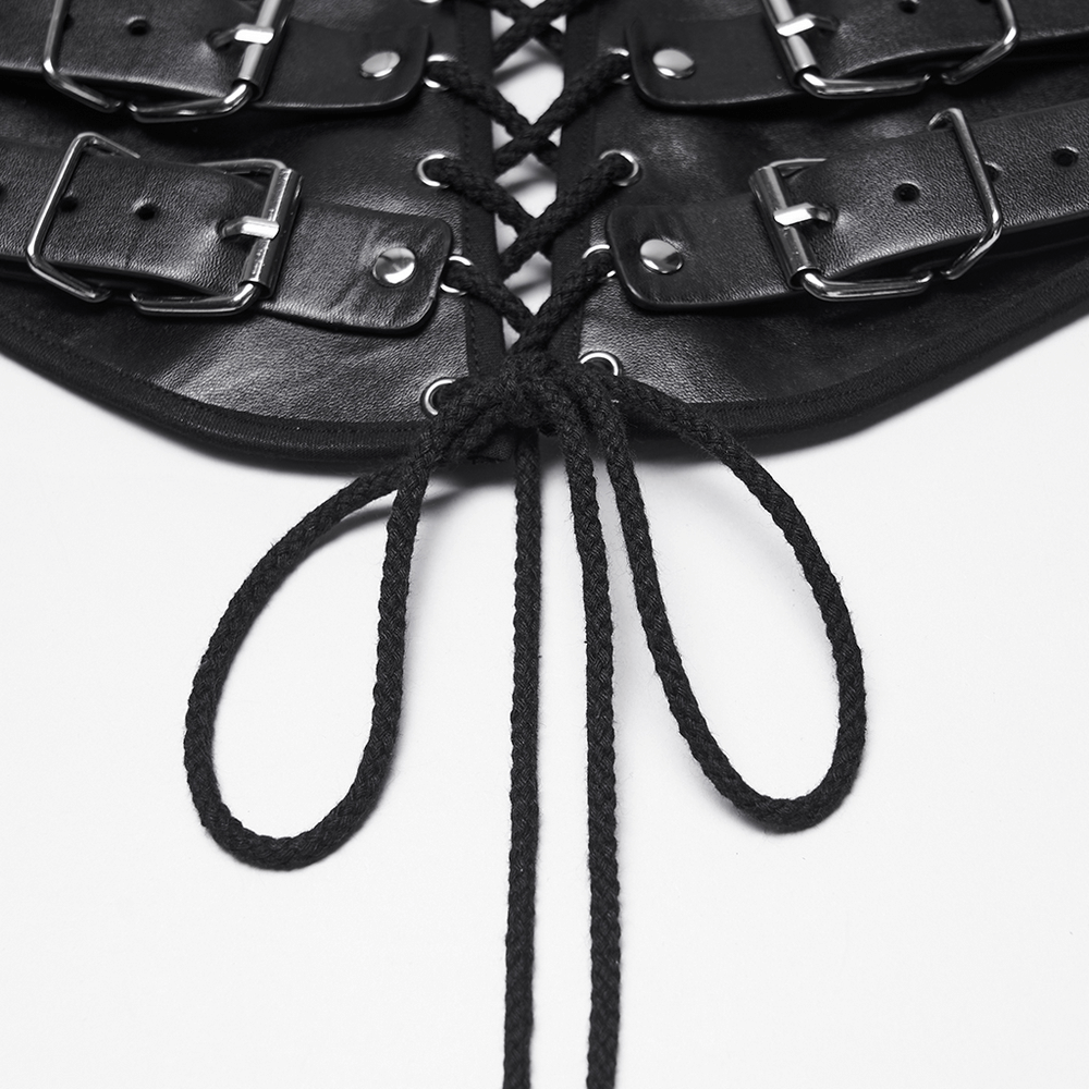 Punk Black Corset Belt with Buckles and Laces