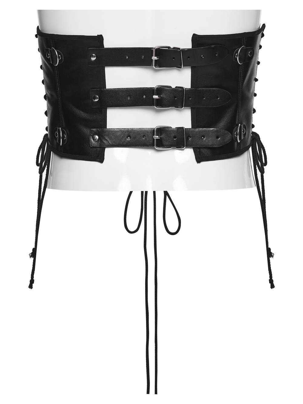 Punk Black Corset Belt with Buckles and Laces