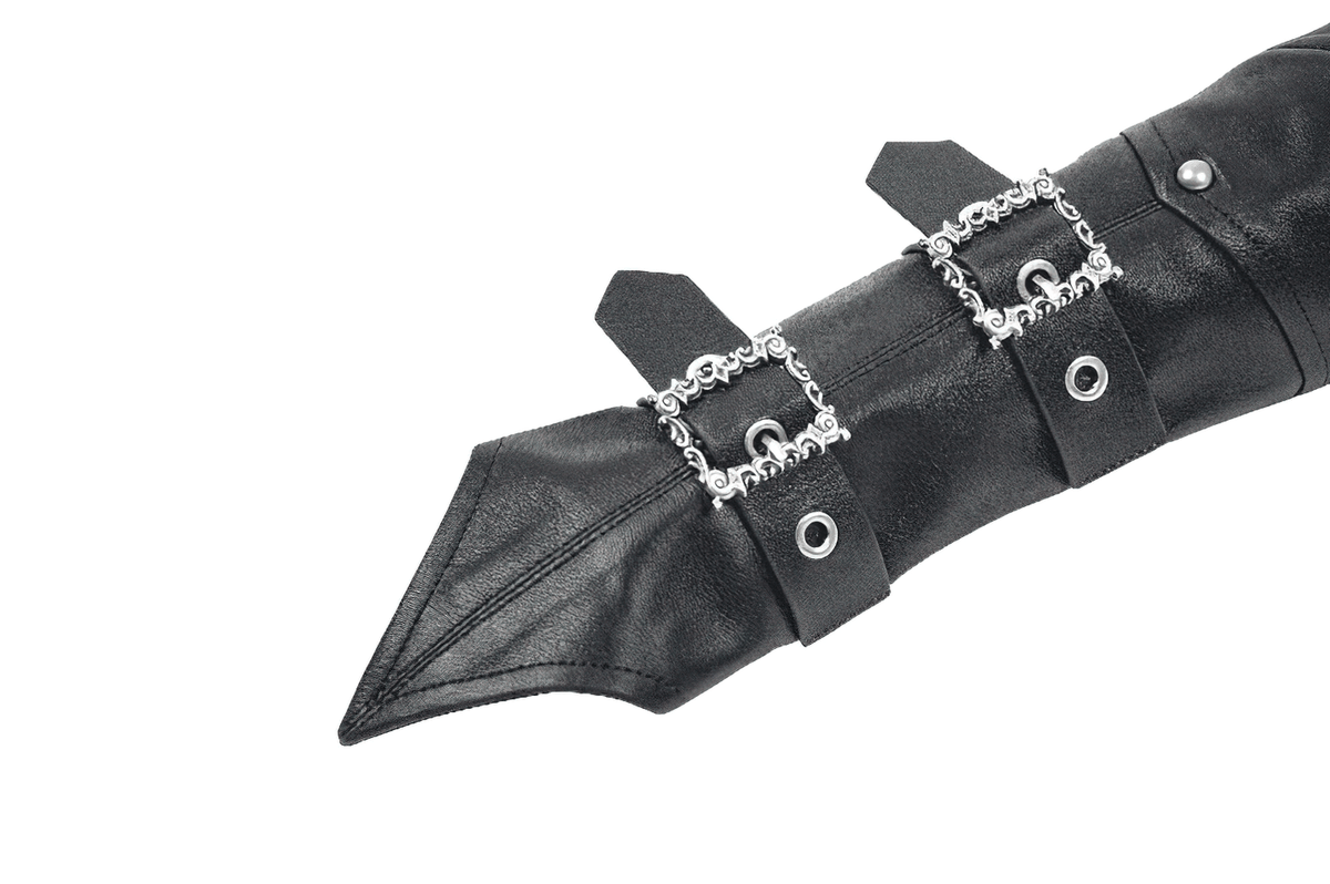 Punk Black Gauntlet Arm Cuffs with Gothic Buckles