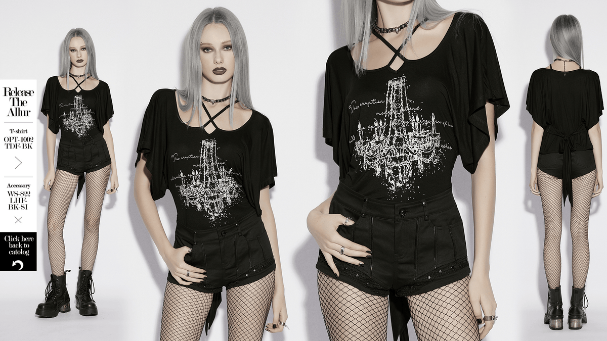 Punk Black Low Waist Shorts with Zipper and Rivet Trim