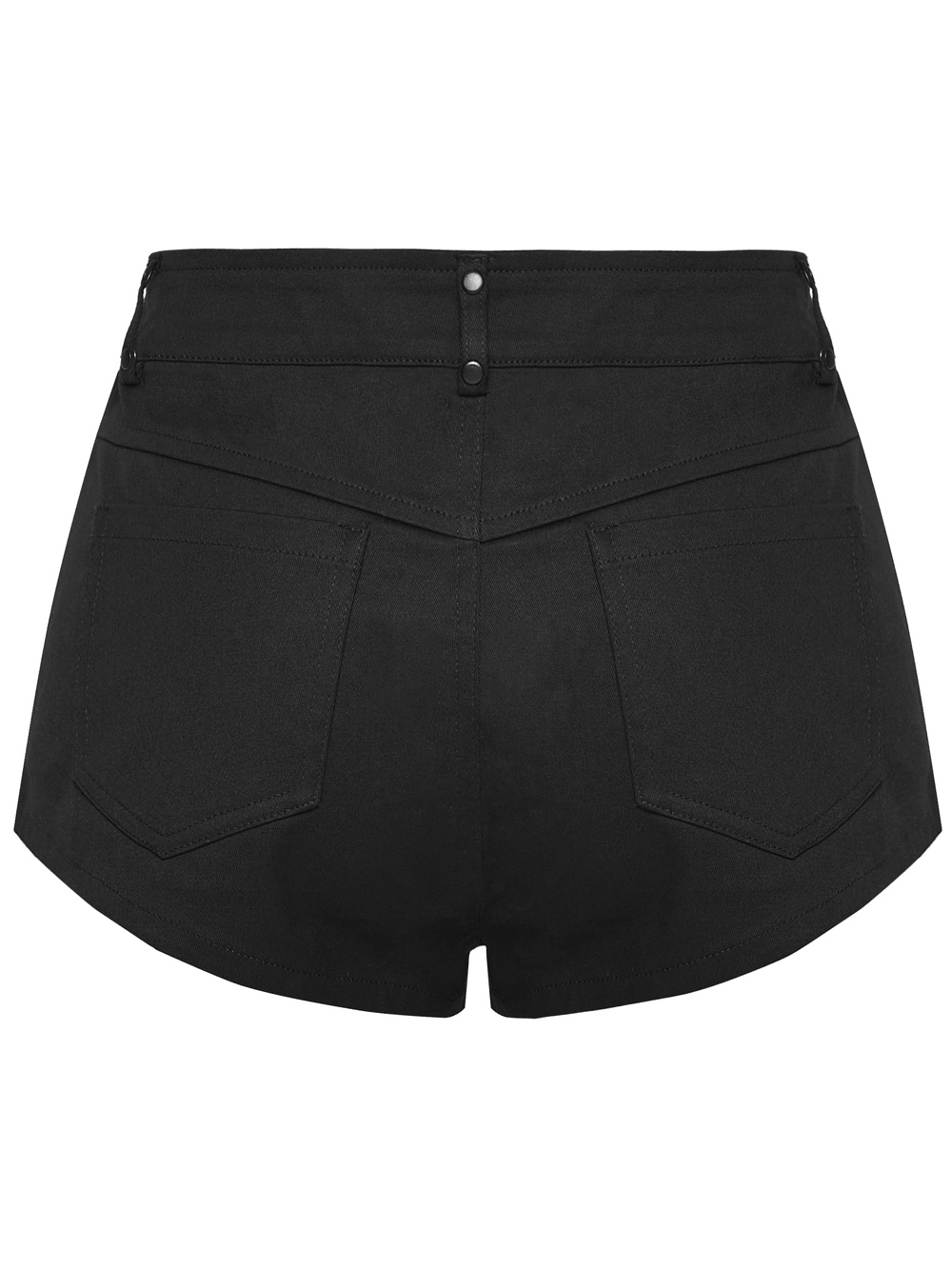 Punk Black Low Waist Shorts with Zipper and Rivet Trim