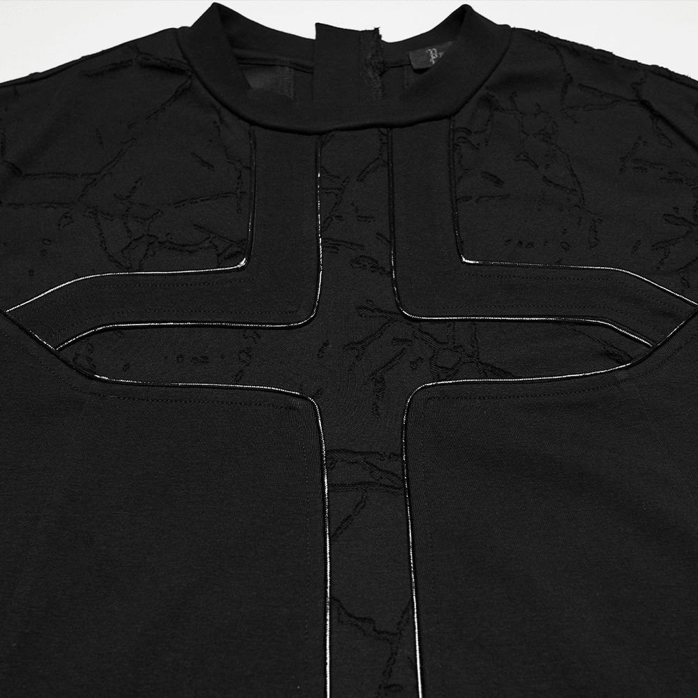 Punk Black Minimalist Cross Sleeveless Gothic Top
