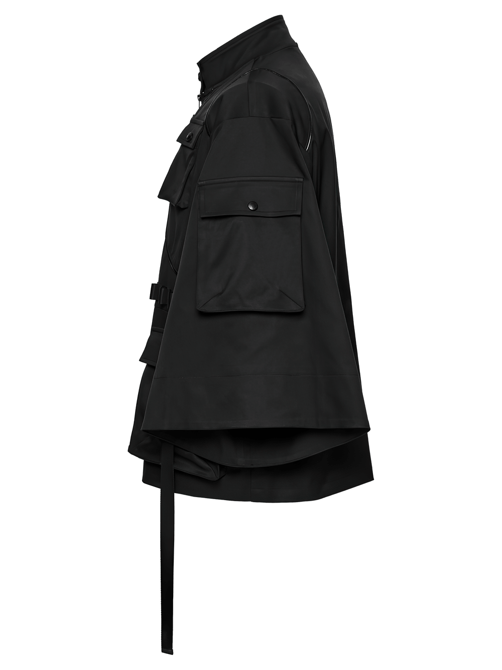 Punk Black Techwear Utility Jacket with Straps