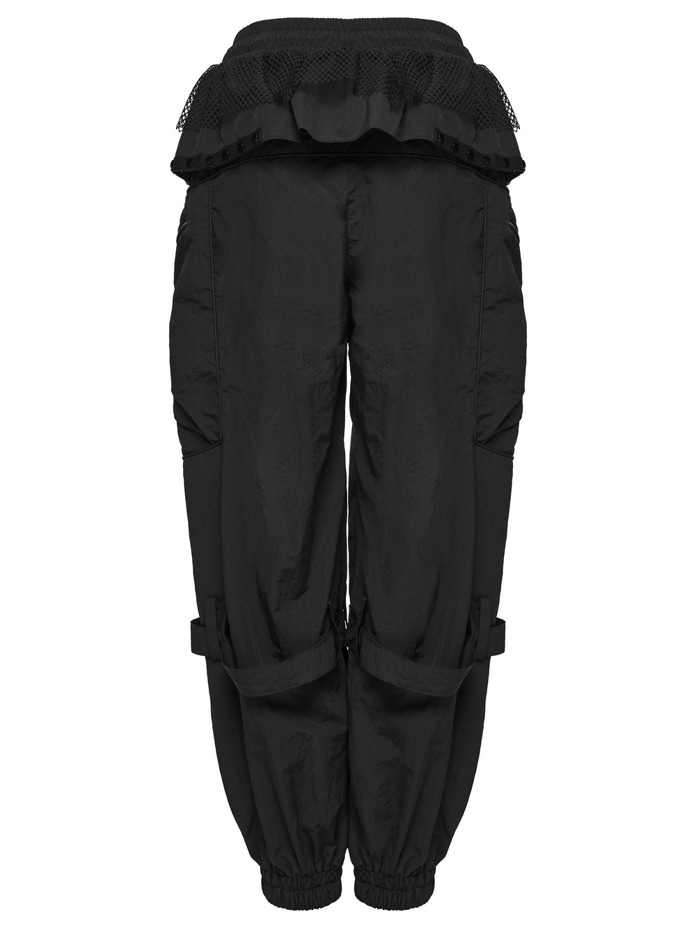 Punk Cargo Cuffed Pants with Mesh Waist Details