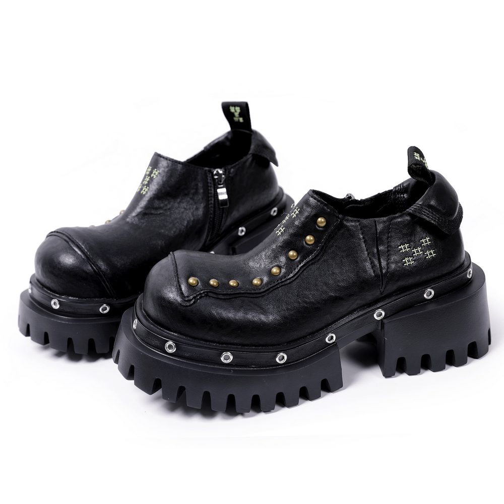 Punk Chunky Platform Shoes with Studded Trim