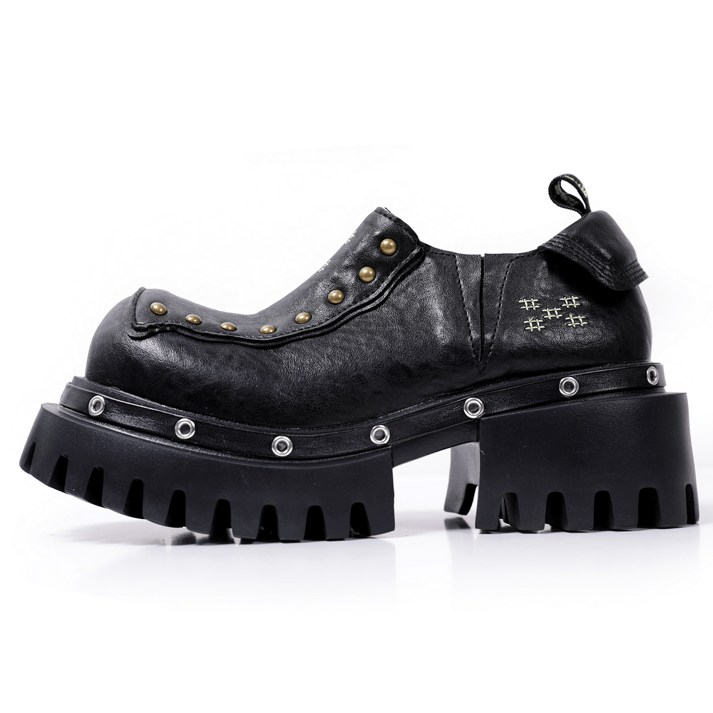 Punk Chunky Platform Shoes with Studded Trim