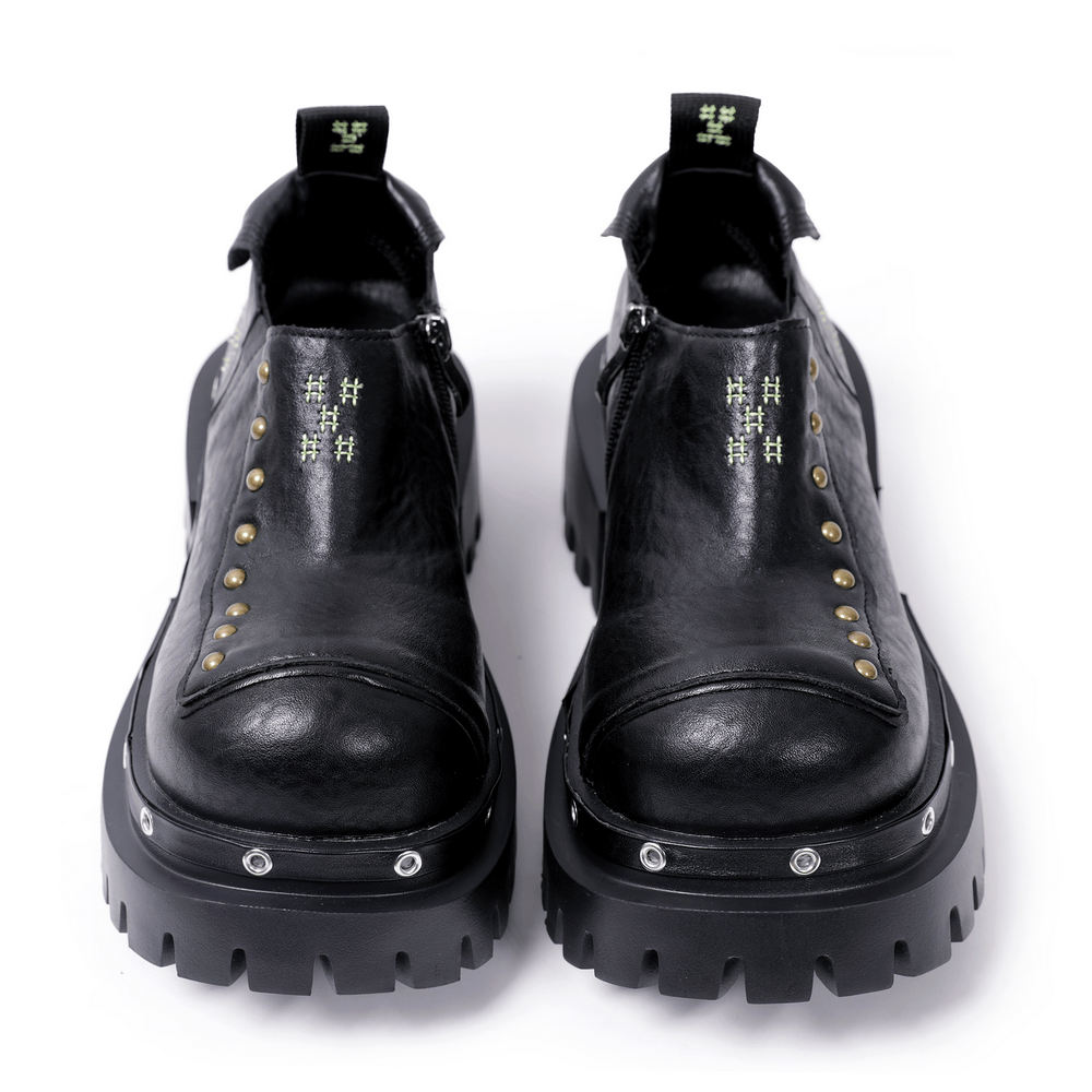 Punk Chunky Platform Shoes with Studded Trim