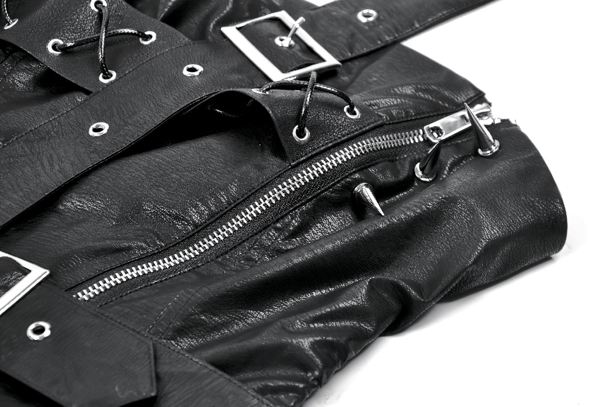 Punk Corset Top with Spiked Details and Zipper Closure