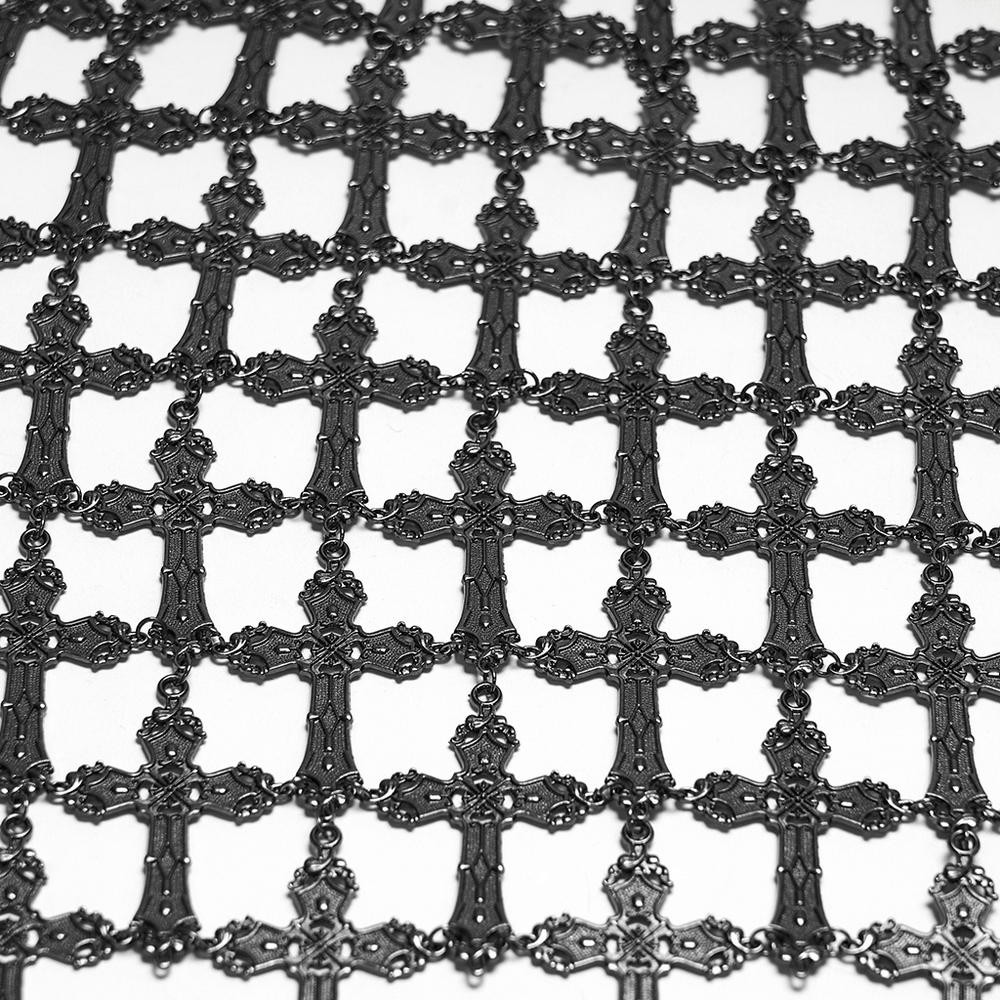 Punk Cross Cage Skirt with Vintage Metal Chain Details