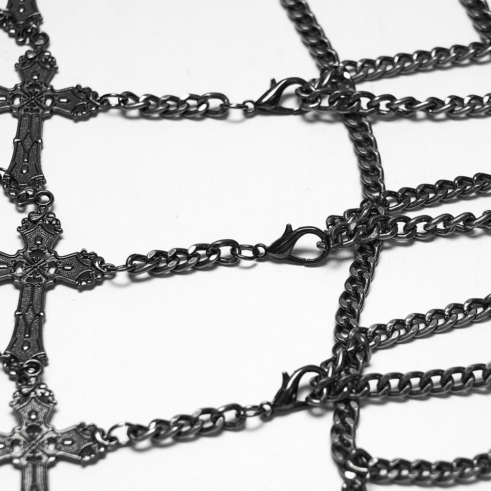 Punk Cross Cage Skirt with Vintage Metal Chain Details