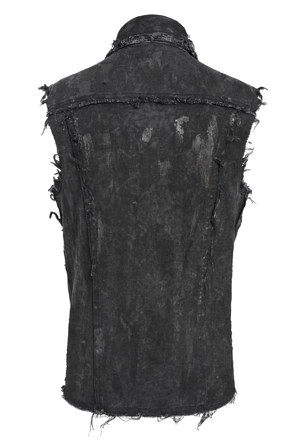 Punk Denim Shirt with Lace-Up Sides and Studded Detail