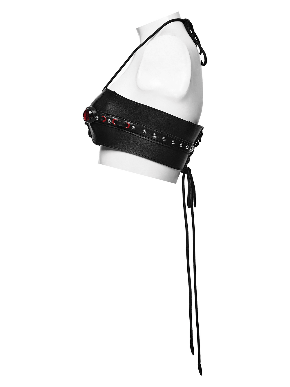 Punk Devil Eye Lace Up Faux Leather Bra Crop Top