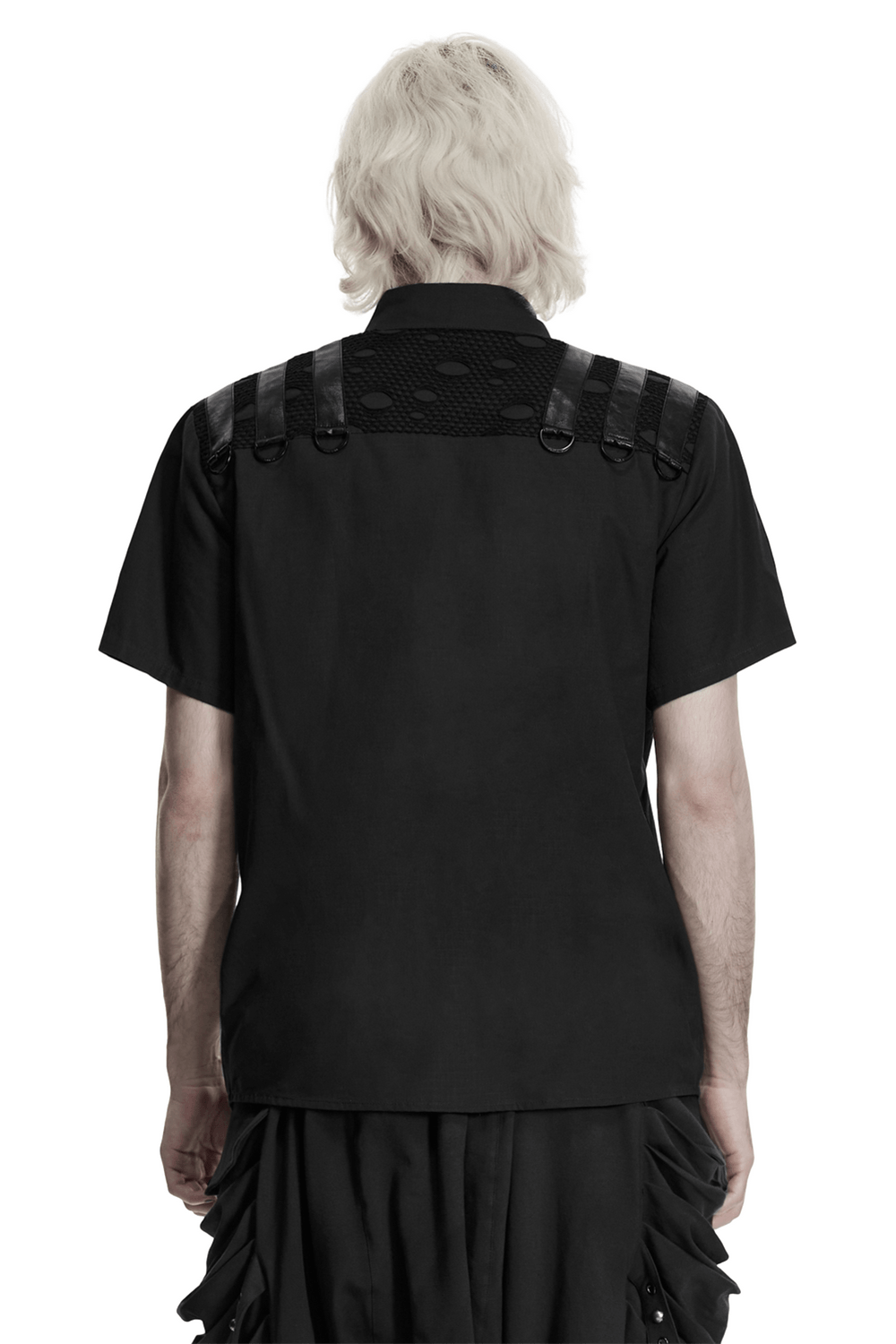 Punk Distressed Shirt with D-Ring Shoulder Loops