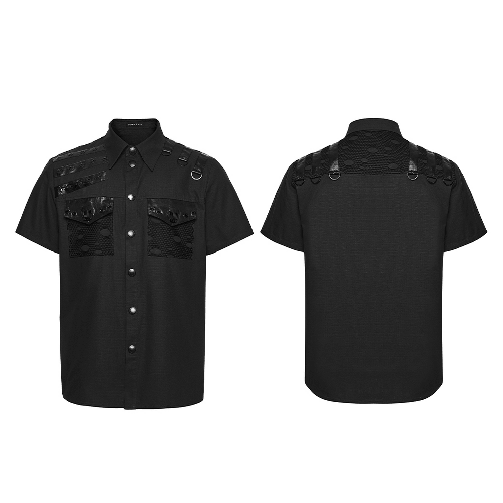 Punk Distressed Shirt with D-Ring Shoulder Loops