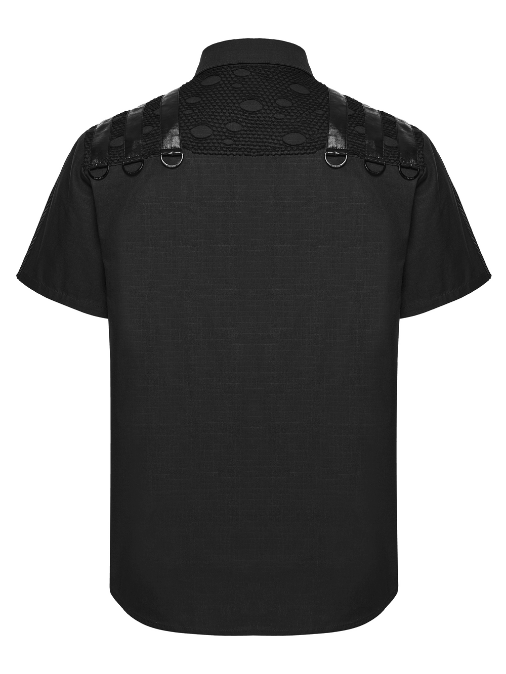 Punk Distressed Shirt with D-Ring Shoulder Loops