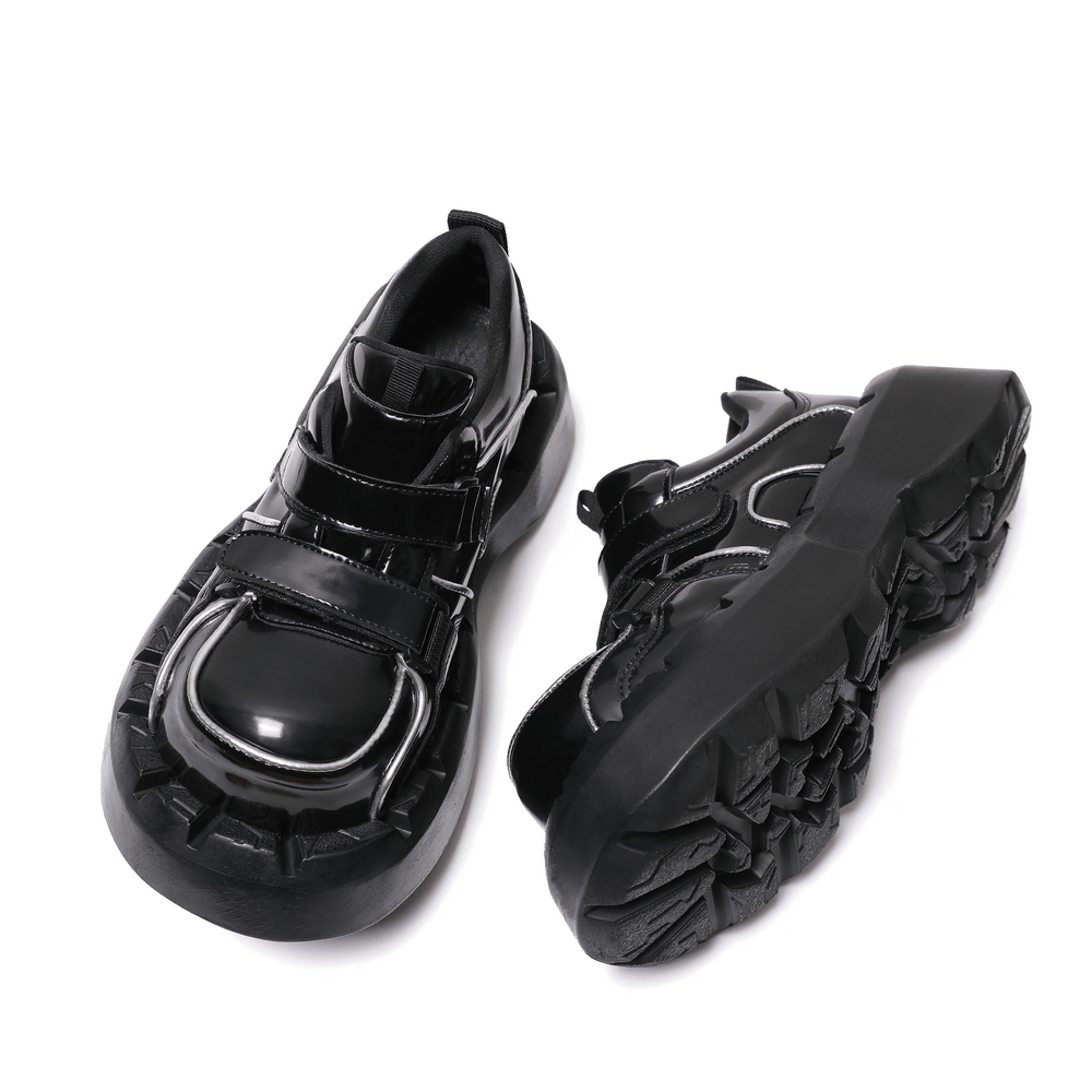 Punk Double Strap Chunky Sole Alternative Patent Sneakers