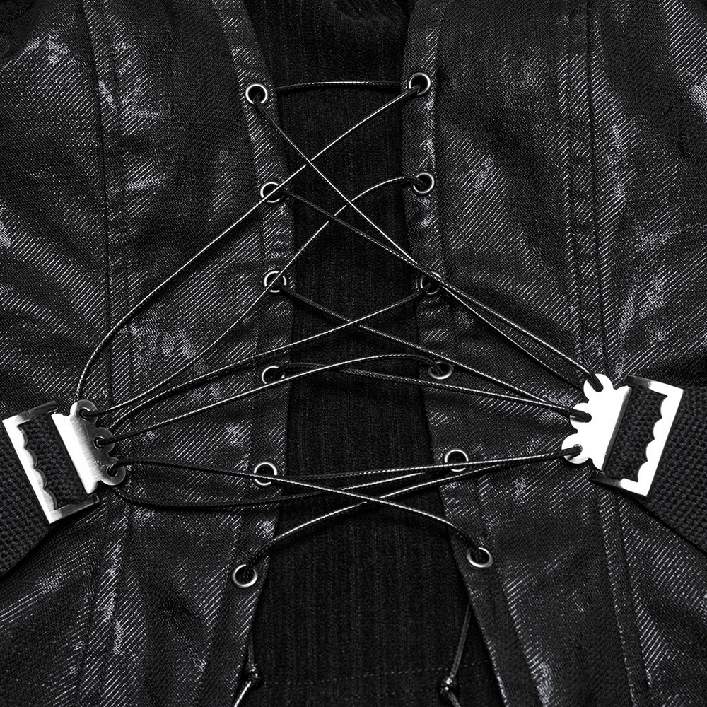 Punk Drawstring Tube Top with Zipper and Straps