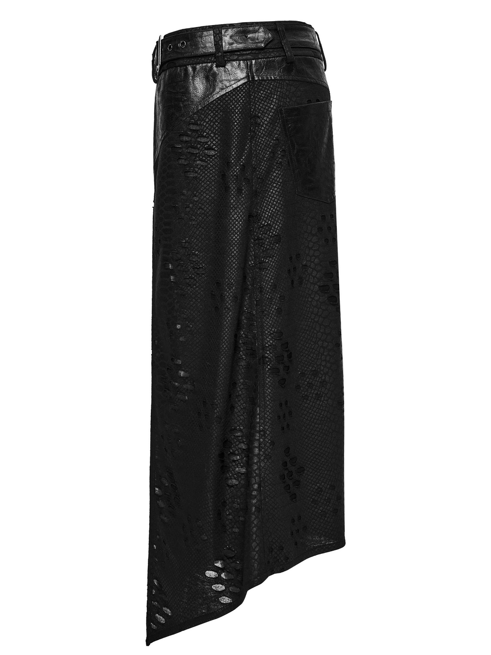 Punk Faux Leather Tattered Knitted Kilt for Men