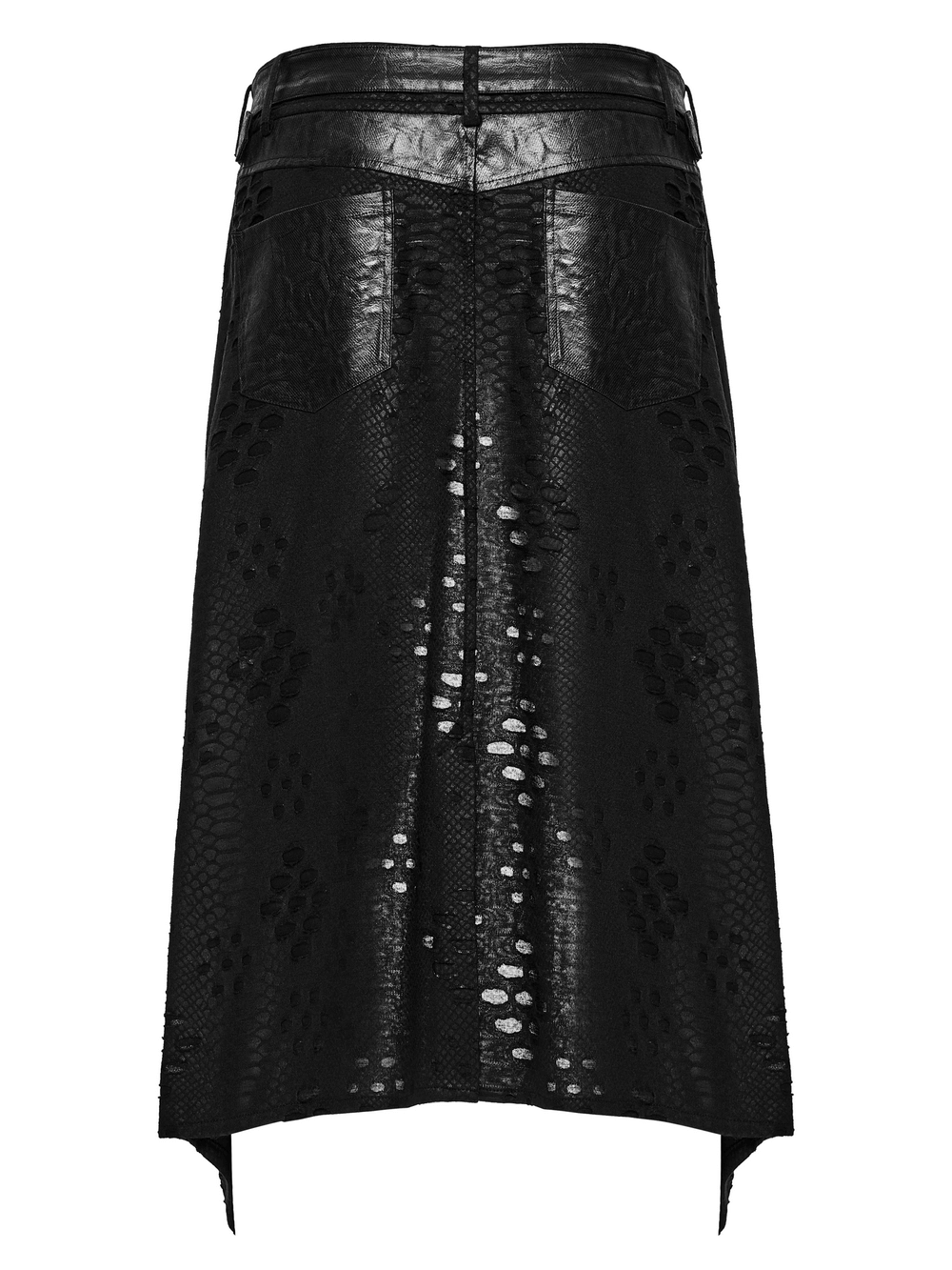Punk Faux Leather Tattered Knitted Kilt for Men