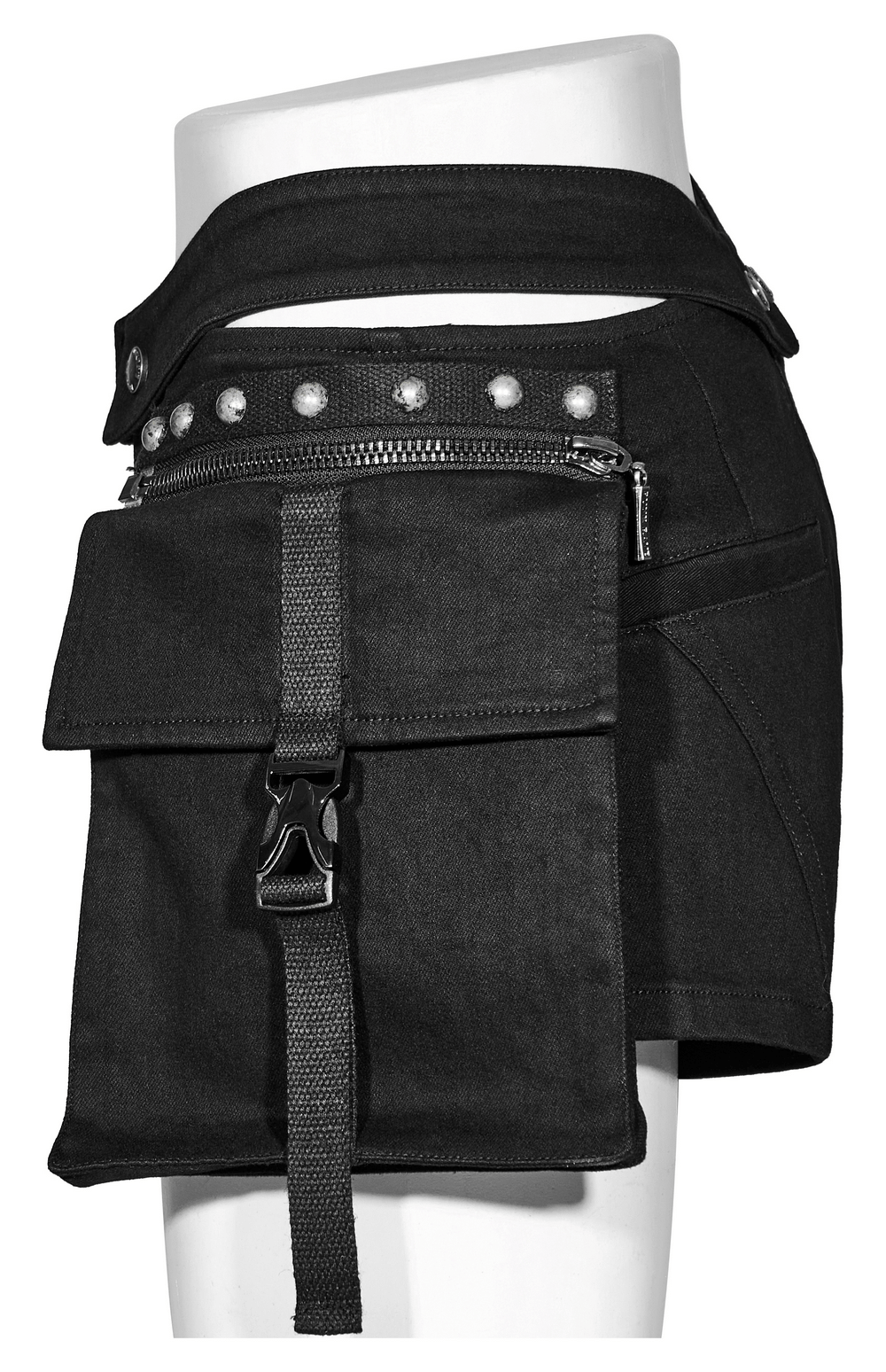 US SALE of Punk Female Riveted Shorts with Detachable Cargo Pockets