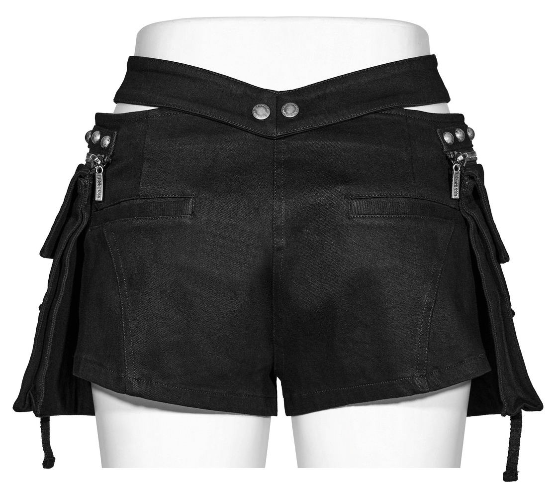 US SALE of Punk Female Riveted Shorts with Detachable Cargo Pockets