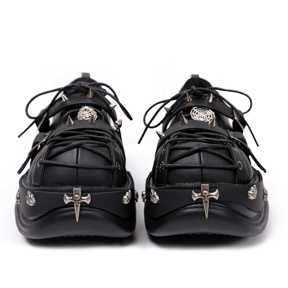 Punk Lace Up Creepers with Charms and Strap Details
