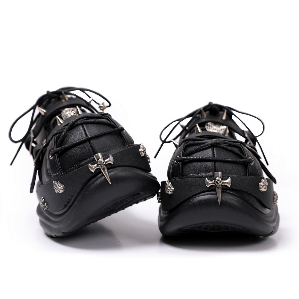 Punk Lace Up Creepers with Charms and Strap Details